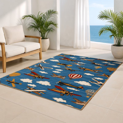 Tapis intérieur et extérieur bleu Transport