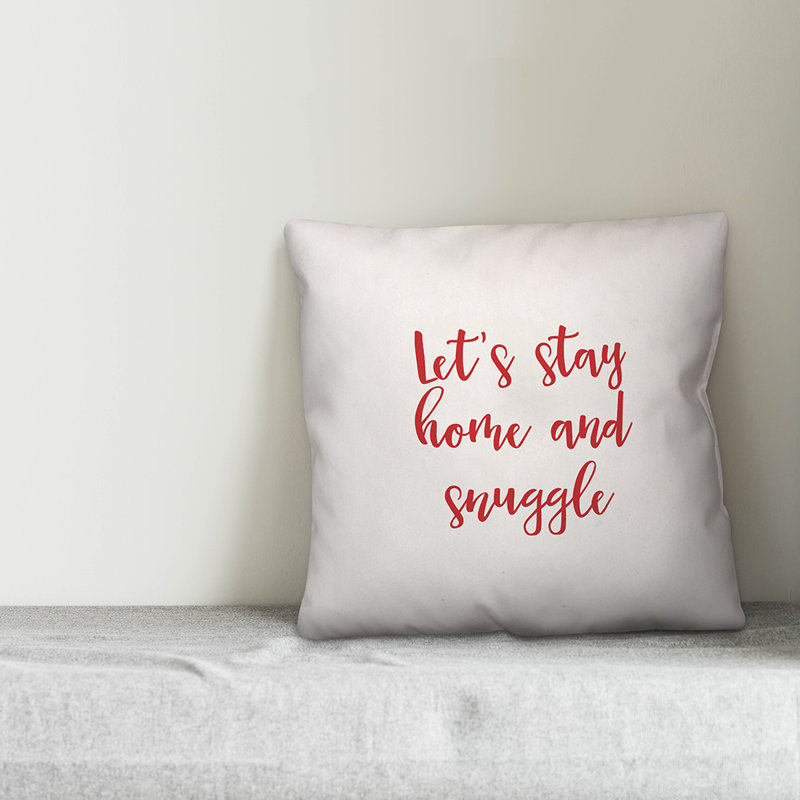  Coussin décoratif Let's Stay Home and Snuggle, Blanc / rouge, Coussin décoratif
