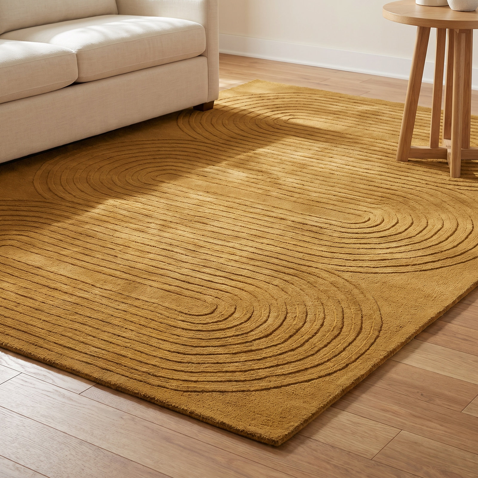 Tillie Gold Hand-Tufted Geometric Wool Rug, Rectangle 5' x 8'