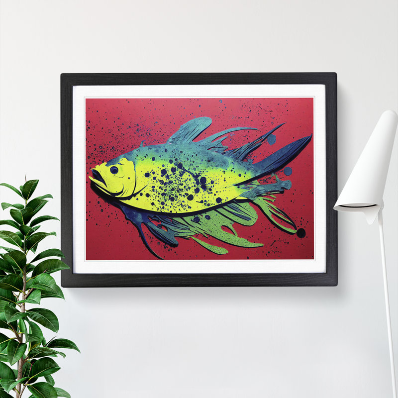 XH1022-3868X Fish Splash Vol.3 Abstract - Single Picture Frame Print, 46cm H x 64cm W x 2cm D, Black