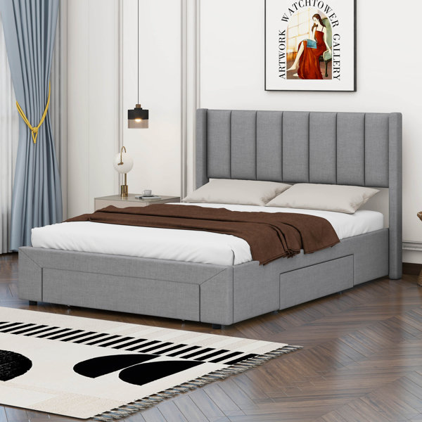 Latitude Run® Full Size Upholstered Platform Bed with Drawer | Wayfair