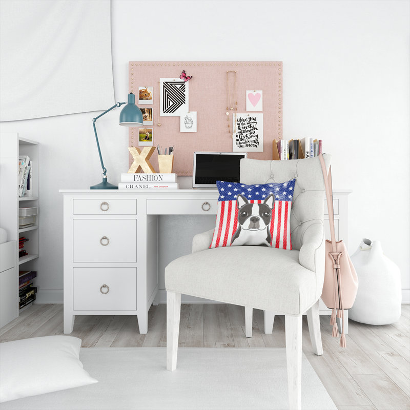  Coussin 14 "American Flag, 14 po x 14 po, Boston-terrier