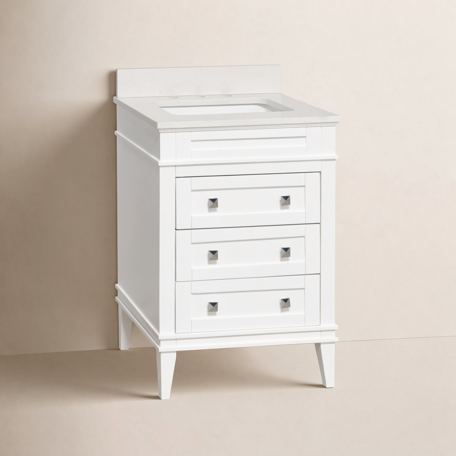 24'' Single Bathroom Vanity, Quartz, White