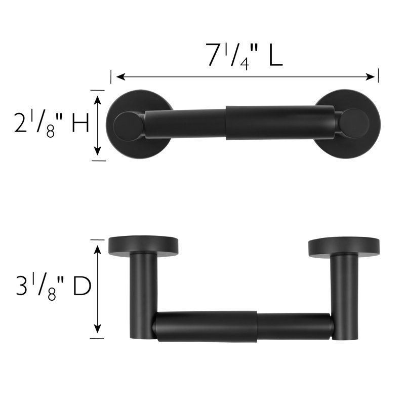 Design House Graz Park Two-post Toilet Paper Holder, Classic Wall Mounted Spring Toilet Roll Holder, Matte Black