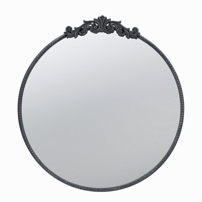 30" X 32" Classic Design Mirror With Round Shape And Baroque Inspired Frame For Bathroom, Entryway Console Lean Against Wall