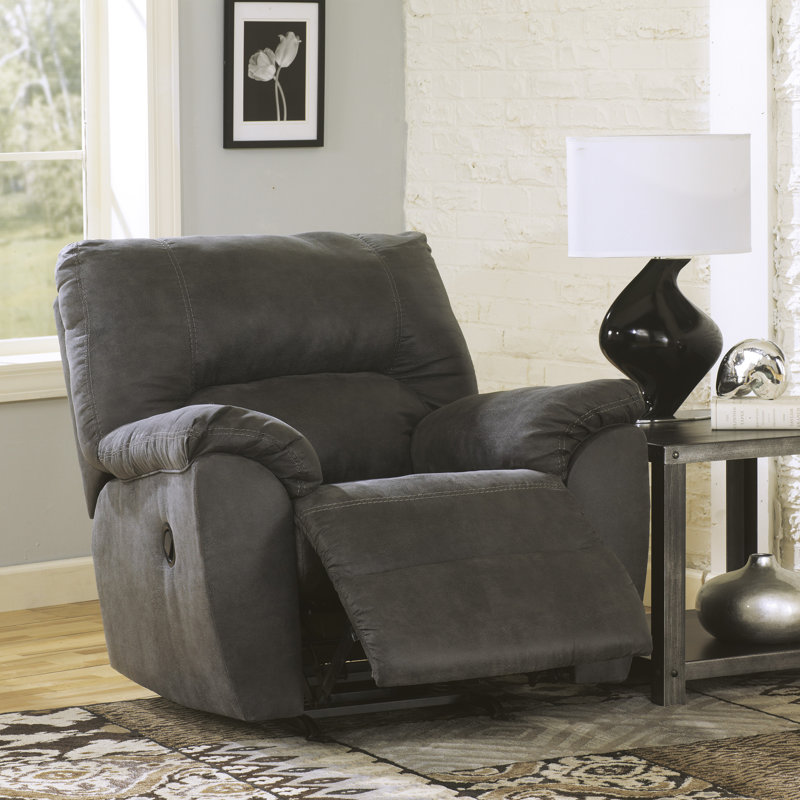 Faux Leather Recliner, Gray/Brown Faux Leather