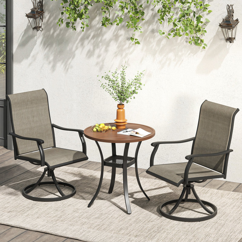 Ensemble repas pour patio, Bois brossé brun / noir
