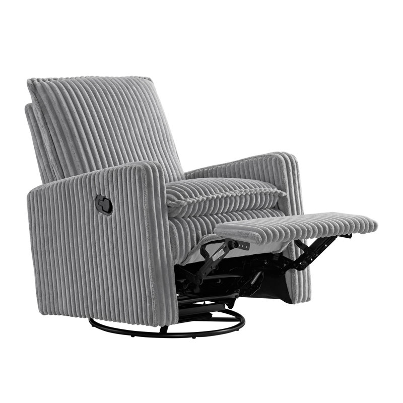 Uptown 360-Degree Swivel Glider Recliner , Ash Gray Corduroy