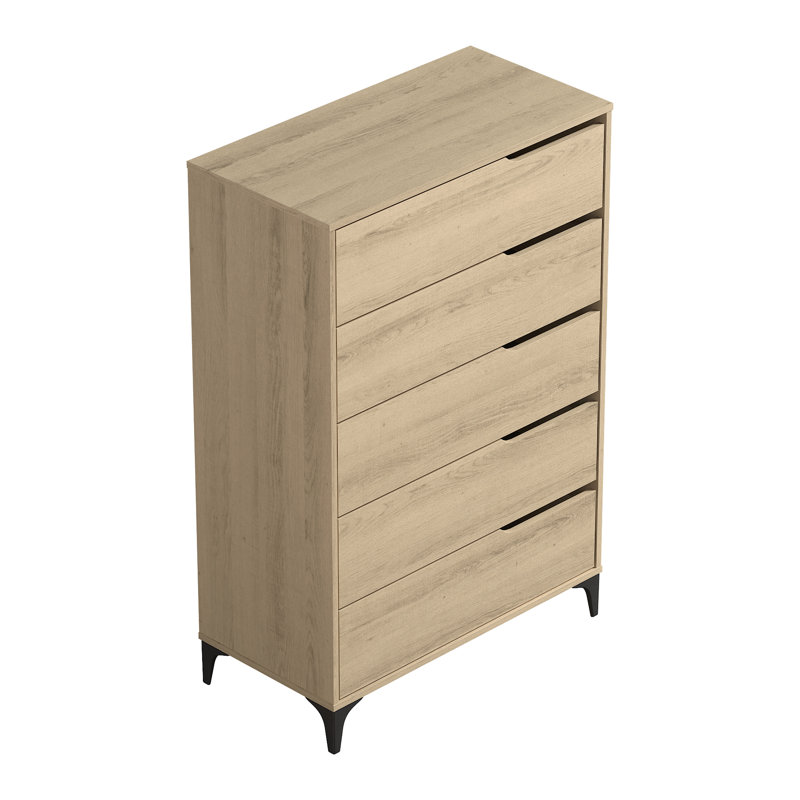 Commode 5 tiroirs Norcross, Chêne d'Oslo