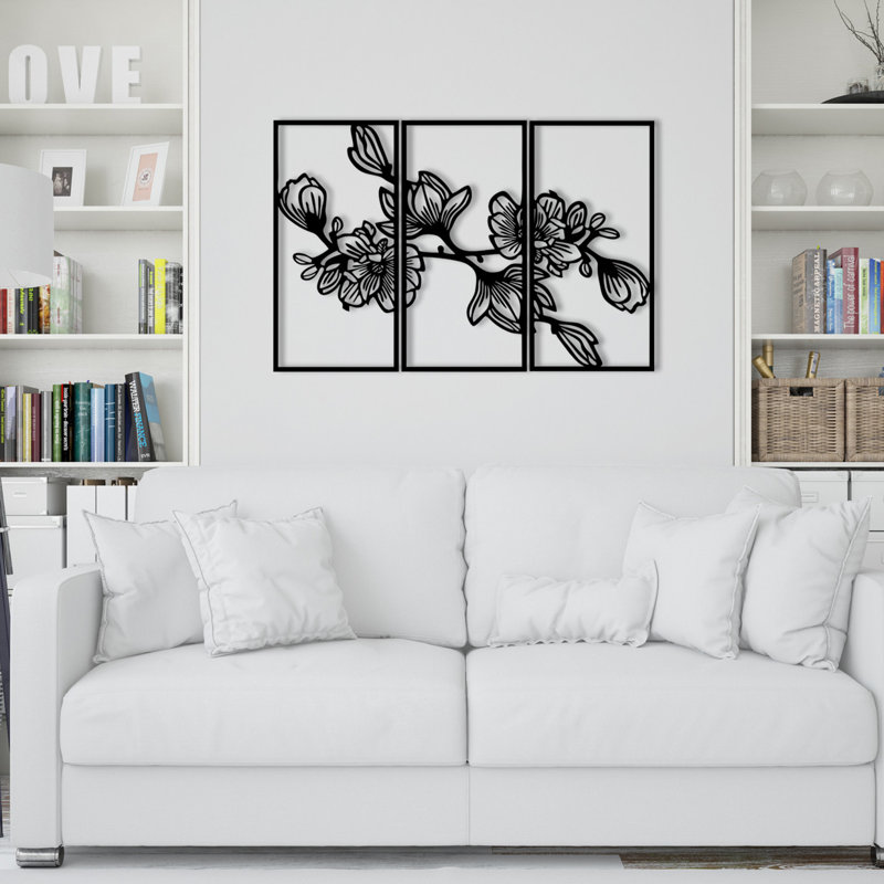 Décoration murale élégante en métal noir, 38,6 po x 25,6 po | Fabrication 100% métal, épaisseur: 0,05 pouce | Parfait pour le salon, le bureau et la chambre à coucher, design durable et accrocheur