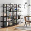 Bibliothèque 70 po x 70,07 po vintage à 5 niveaux de style industriel noir pour la maison et le bureau-122821412