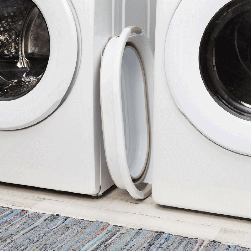Panier à linge pliable Wayfair Basics®, Gris chaleureux / Blanc