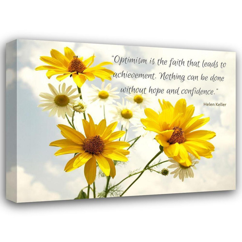 Helen Keller Quote Canvas Art with Yellow Daisies