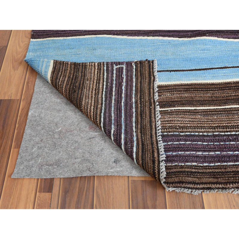 Tapis unique en laine noué à la main brun / bleu nouvel âge 10 pi 5 po x 14 pi Fatlinda