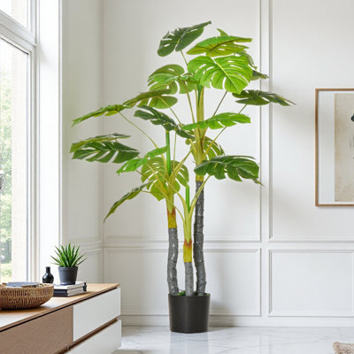 47 po. Arbre artificiel Monstera Deliciosa de 47 po avec plante de fromage suisse pour l'intérieur et l'extérieur