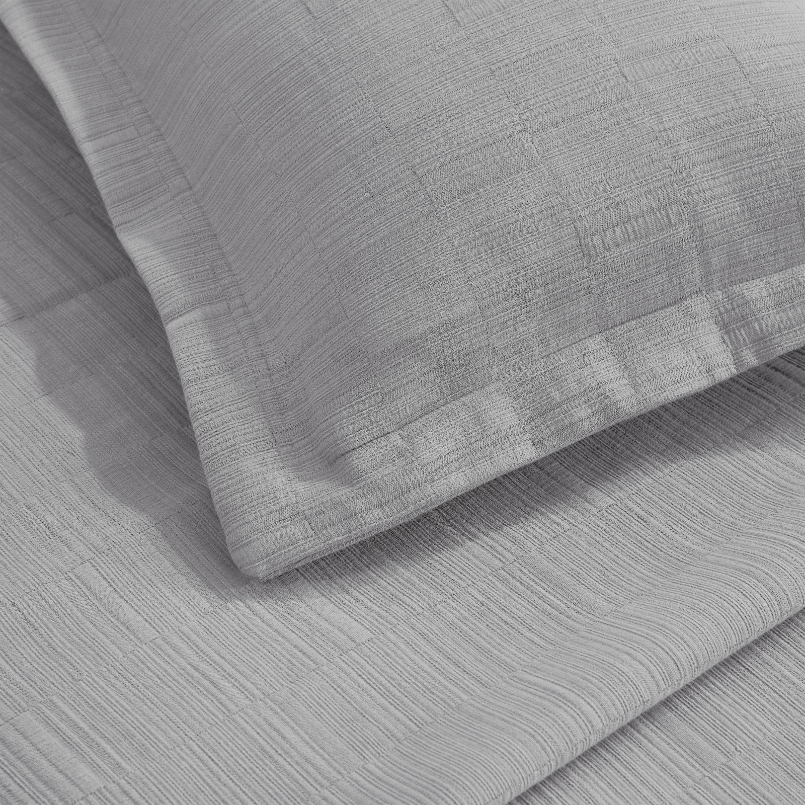 Zenith Cotton Medium Weight Textured Modern Geometric Matelasse Bedspread And Sham Set By, Gray