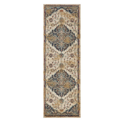 Collymore Traditional Floral Medallion 100% Polypropylene Indoor Area Rug or Runner with Jute Backing
