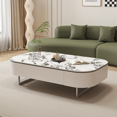 Modern simple square rock plate coffee table