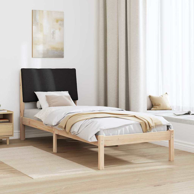 Solid Wood Bed Frame, 75 x 190cm, Brown/Black