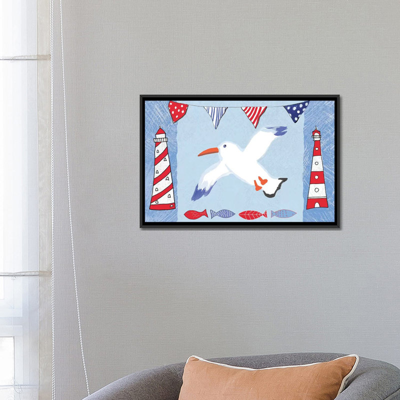 «Coastal Bird III», reproduction sur toile, H 18 po x l 26 po x P 1,5 po, Toile avec cadre noir, Pas de tapis