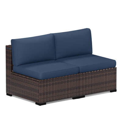 2-Person Armless Outdoor Seating Group With Cushions