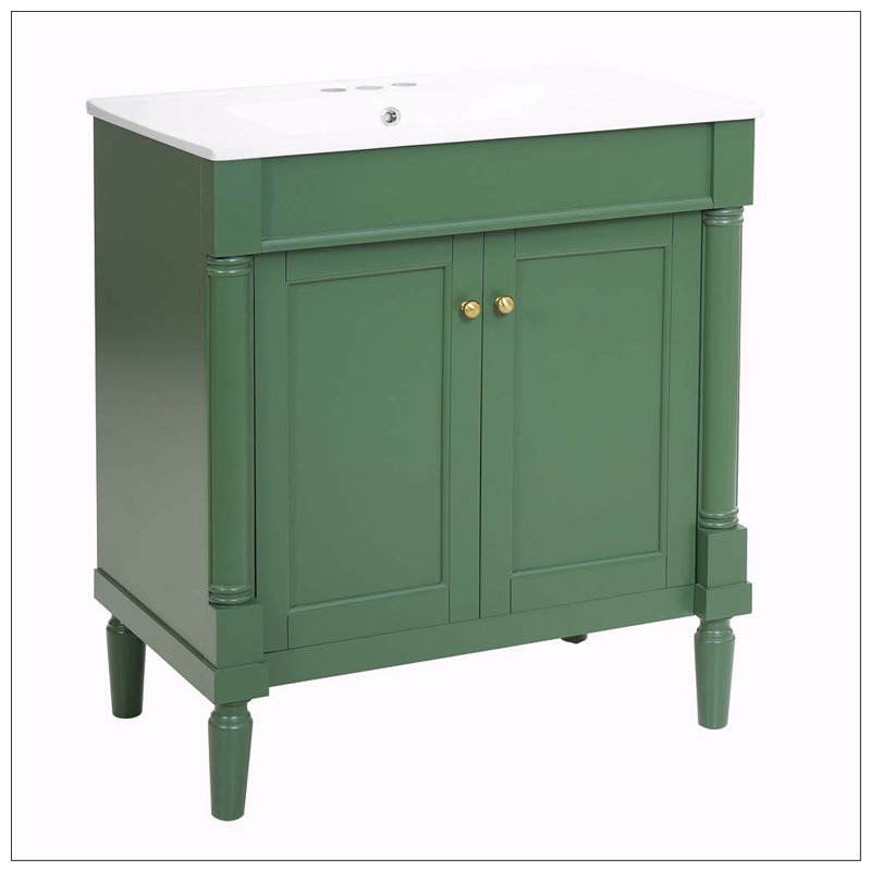Meuble-lavabo 30 po avec lavabo en céramique, Vert