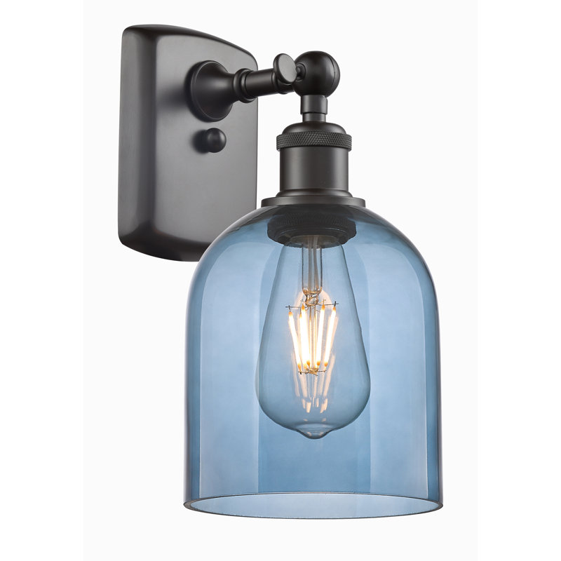 Anacaren Steel Armed Sconce, Princess Blue, Oil Rubbed Bronze