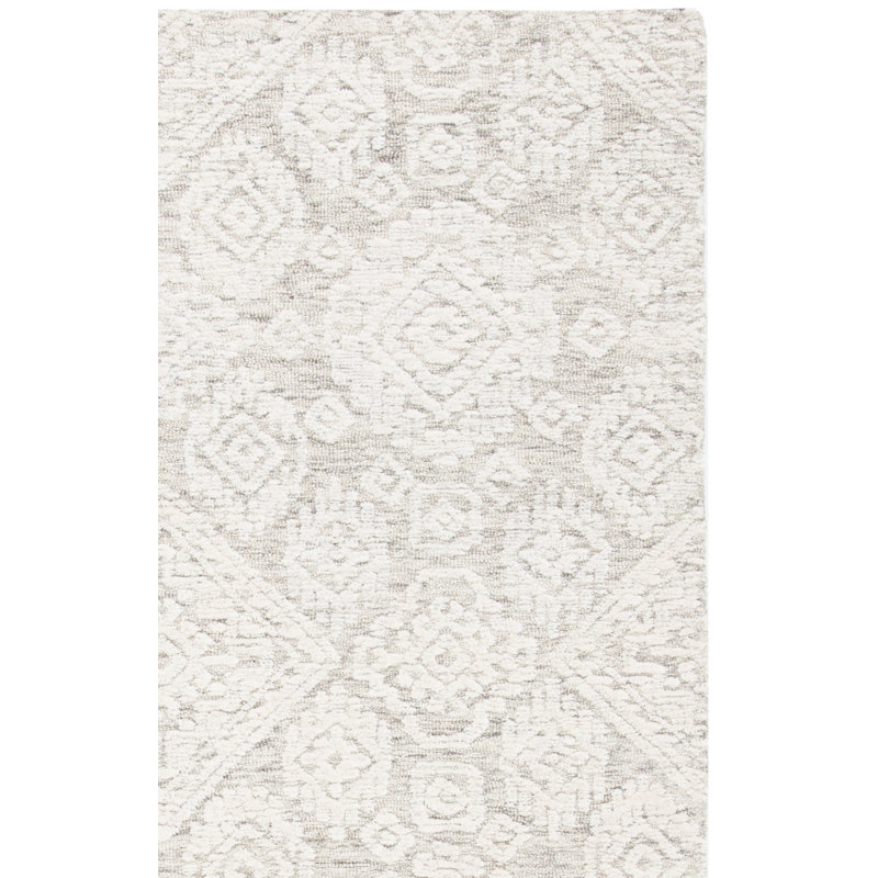 Tapis géométrique en laine et coton touffeté à la main Metro, Tapis de couloir 2 pi 3 po x 8 pi