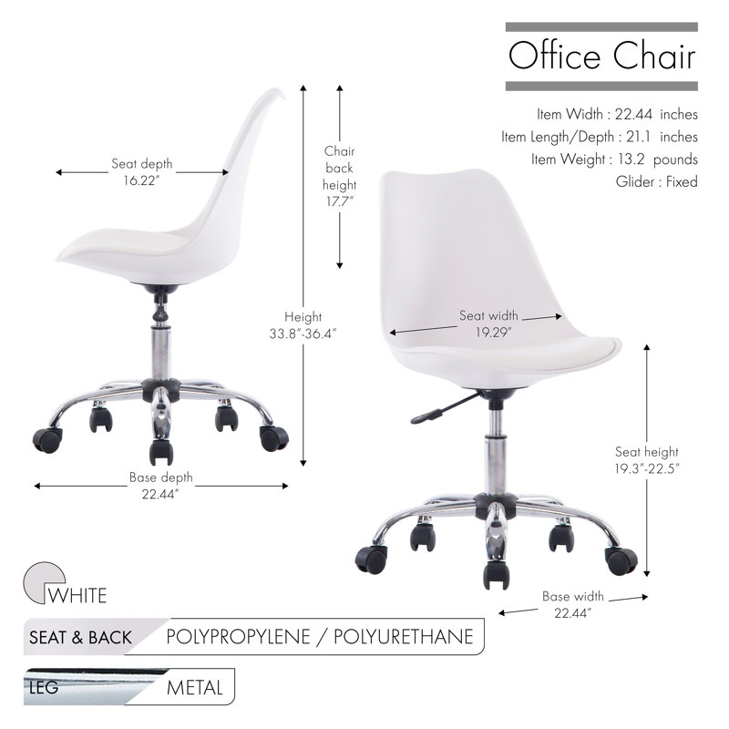 Chaise de travail Harland, Blanc