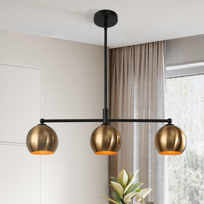 Lateefah-A 3-Light Kitchen Island Linear Black/Copper Pendant