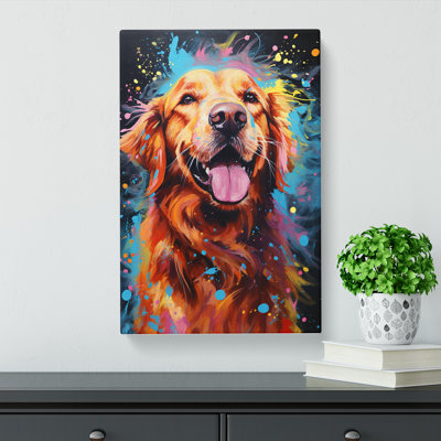 Golden Retriever Action - Wrapped Canvas