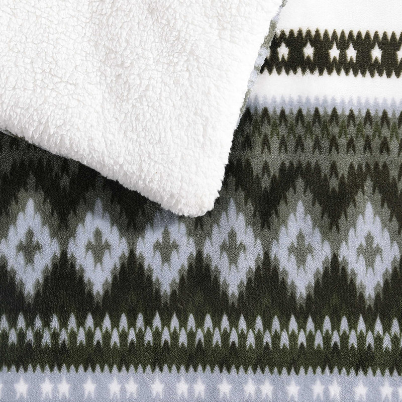 Ensemble d'édredon réversible Eddie Bauer Shelton Fair Isle, Édredon pour très grand lit + 2 très grandes ta
