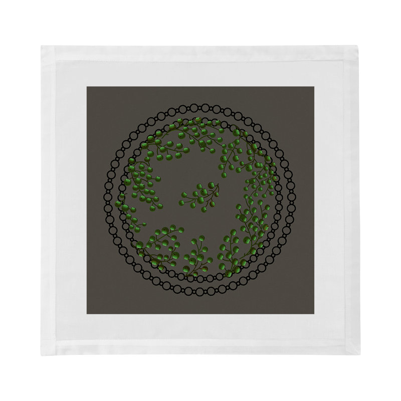 Christmas Berries Cotton Sateen Dinner Napkins, Anthracite Green