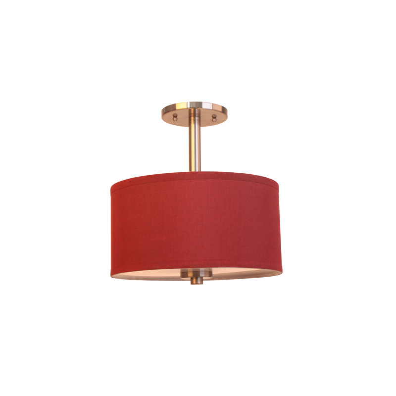Smeralda Semi Flush Mount, Maroon, 10.5" H x 11.5" W x 11.5" D, Satin Nickel