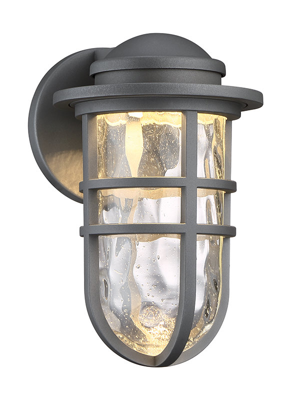 Steampunk 1 - Light LED Outdoor Wall Lantern, 9.5" H x 6" W x 7.125" D, Black