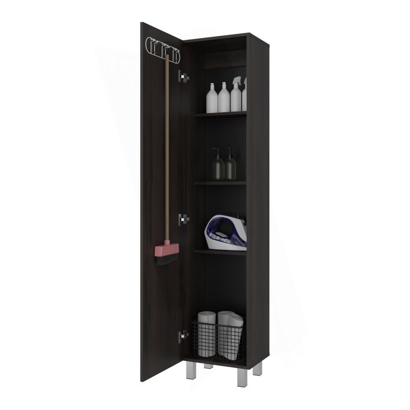 Armoire de rangement avec tablette fixe, Noyer