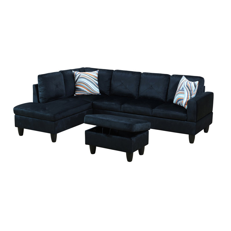 Museville Upholstered L-Shaped Sectional Left Hand Facing, Beige, Black