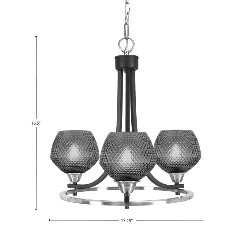 Lustre 3 lumières en aluminium noir mat et nickel brossé 6 po Allexus, Noir mat/nickel brossé, Noir