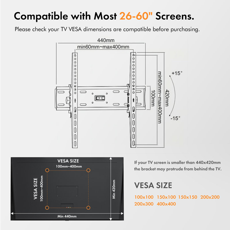 VonHaus Single Screen Wall Mount