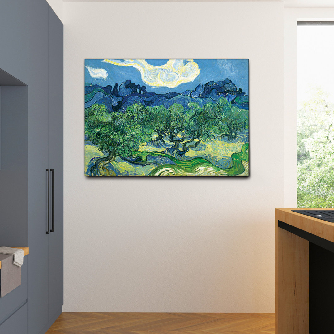 Leinwandbild Olivenbäume in einer Berglandschaft von Vincent Van Gogh