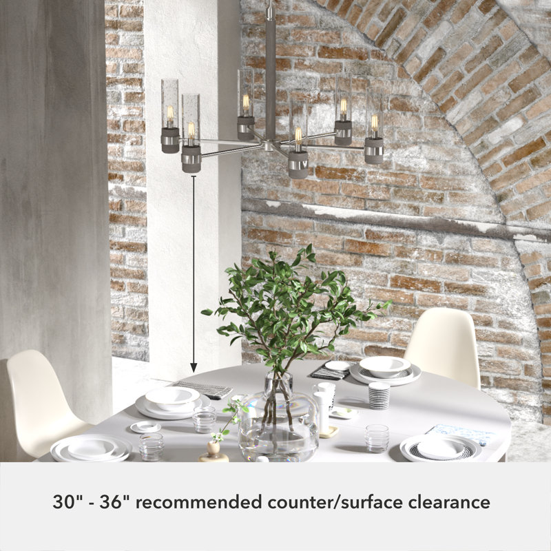 River Mill 6 Light Candle Style Classic / Traditional Chandelier, Brushed Nickel