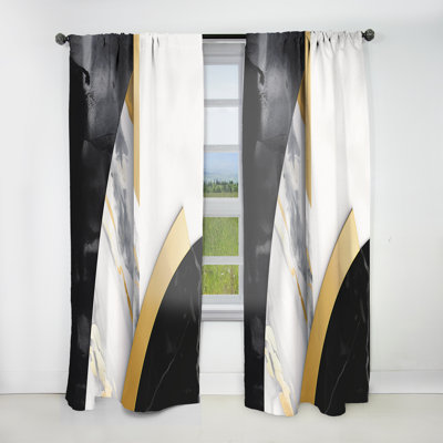 Marble Painting Shapes - Modern Curtain - Velvet Room Darkening - 1 panel