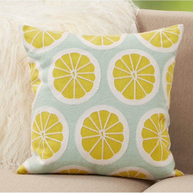 Citrus Slice Design Square 100% Cotton Pillow, Pillow Cover Only - No Insert