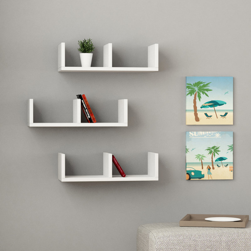 Ayrionna 3 Piece Floating Shelf, White