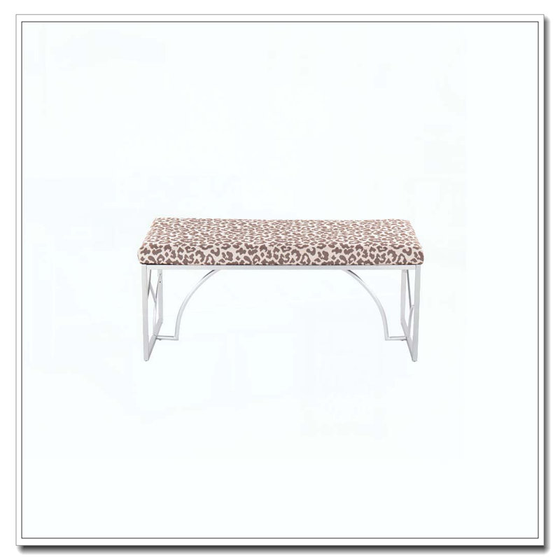 Banc Constellation en métal argenté et tissu léopard beige par LumiSource, Beige