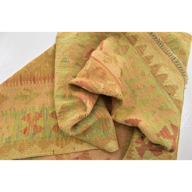 Tapis de la laine beige 2 pi 8 po x 4 pi one-of-kind à la main noué la new Elland