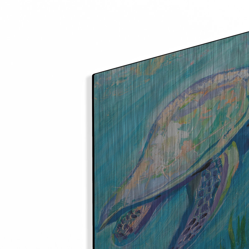 Bayou Breeze «Sea Turtle Swim Light» par Jeanette Vertentes, art mural en métal, H 12 po x l 12 po