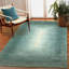 Tapis bleu / blanc en laine touffeté à la main-66082503