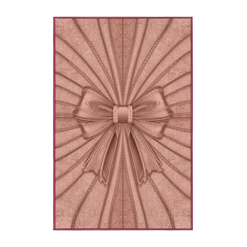 Machine Washable Wyndmoor Christmas Modern & Contemporary Abstract Rug in Beige – Rose Binding, 7x10