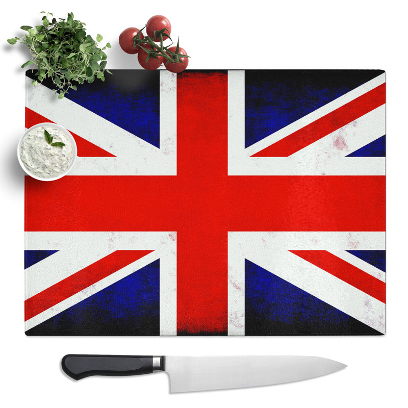 Union Jack British Flag No.5 Art  Glass Chopping Board